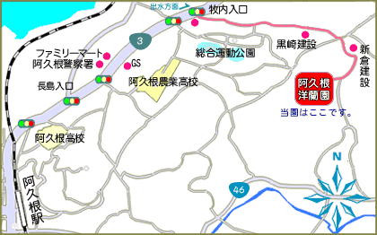 阿久根洋蘭園の場所は、ここです。